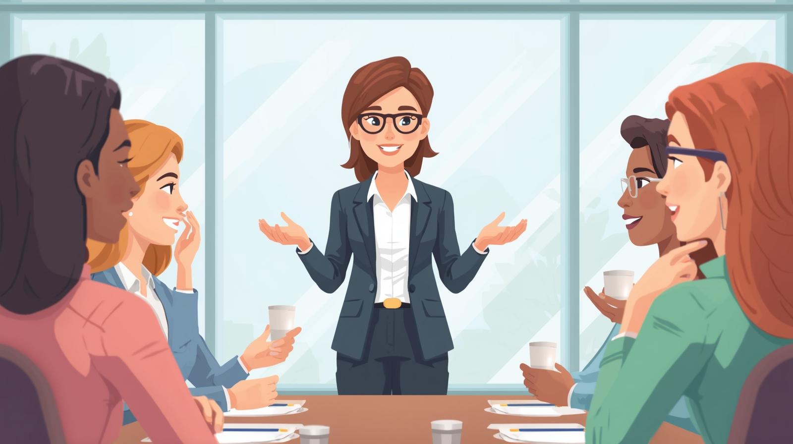 A supervisor giving a professional talk or networking with colleagues.jpg