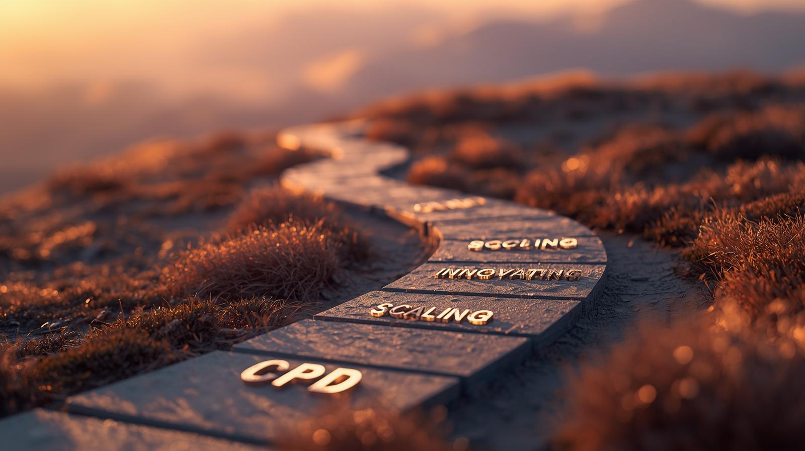 A winding path upward with milestones like CPD, Scaling, Innovation..jpg